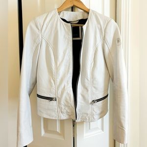100% LAMB Mauritius Kelbie Leather Jacket - Size 6 - White